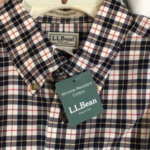 L.L. Bean New Plaid Wrinkle Resistant Shirt L Tall